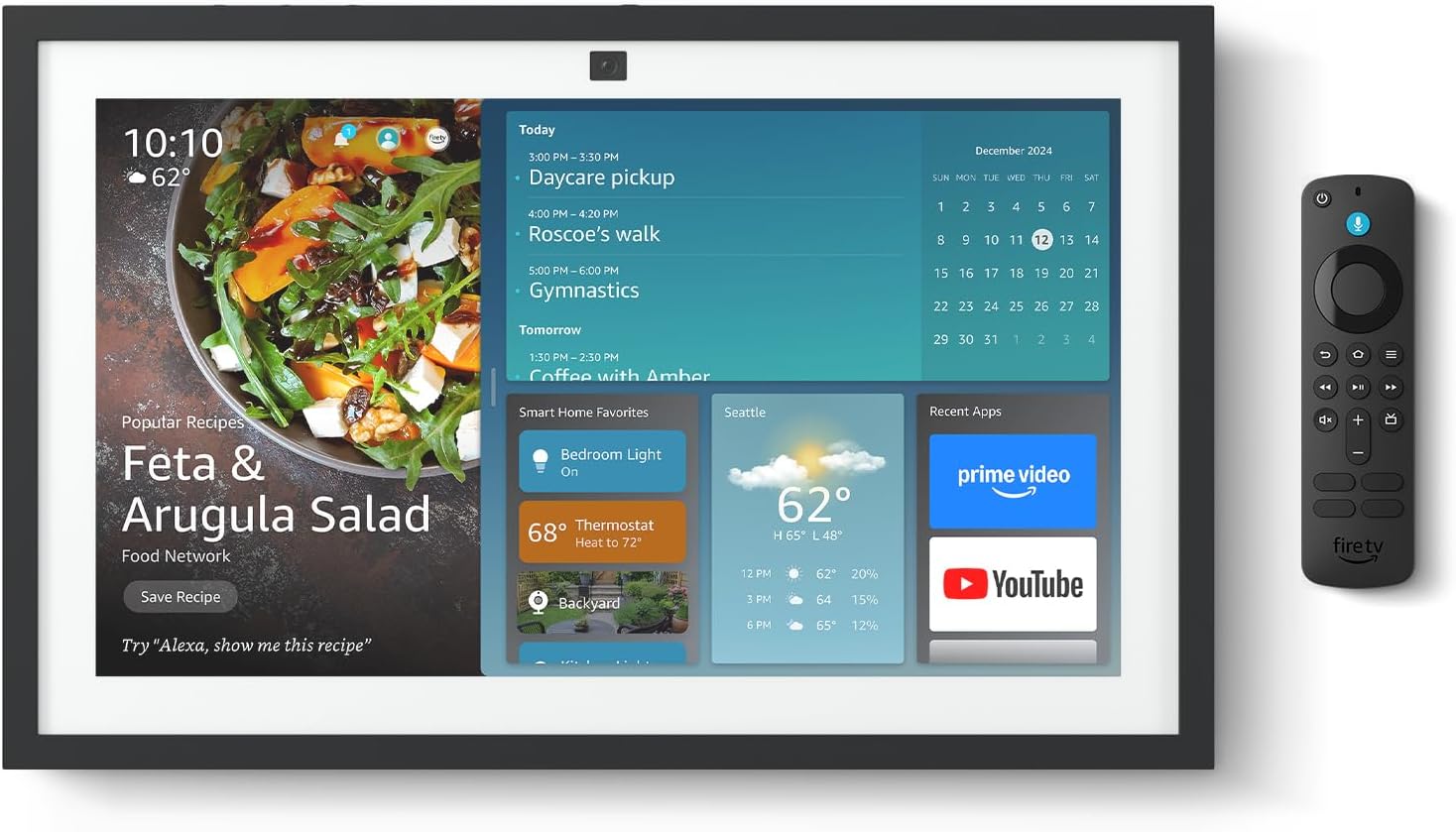 All-New Amazon Echo Show 15 | A stunning HD 15.6″ smart kitchen TV for home organization with Alexa