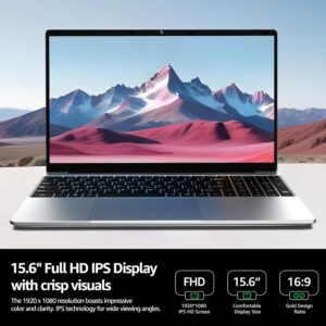 ApoloSign 15.6″ Full HD Laptop, 12GB RAM, 512GB SSD, Expandable to 1TB, Intel N5095 Processor, Dual-Band WiFi, 178° Viewing Angle, Dual Speakers-Gray