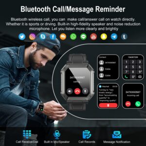 Smart Watch for Men Fitness Tracker: Military Smart Watches for Men Digital Mens Watches Make/Answer Call Running Waterproof Smartwatch Android Phones iPhone Samsung Compatible Heart Rate Monitor