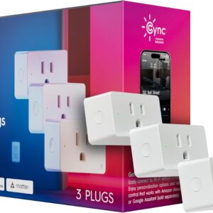 Cync Indoor Smart Plug, WiFi Outlet Socket, Voice Control Outlet, Matter Compatible, Compatible with Alexa and Google Home (3 Pack)