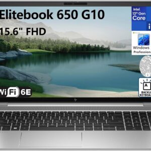 HP Elitebook 650 G10 15.6″ FHD Business Laptop Computer, 13th Gen Intel 10-Core i5-1335U (Beat i7-1270P), 32GB DDR4 RAM, 1TB PCIe SSD, WiFi6E, Backlit KB, Fingerprint Reader, Windows 11 Pro, Tilsiy