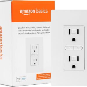 Amazon Basics Smart In-Wall Outlet, Works with Alexa Only, 2.4 GHz Wi-Fi, No Hub Required, White