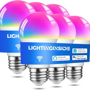 Smart Light Bulbs 60W Equivalent, WiFi Smart Bulb Compatible with Alexa/Google Assistant/Smart Life, A19 E26 RGBCW Color Changing, No Hub Required,2.4G WiFi, ETL Listed, 9W 800LM, 6PCS