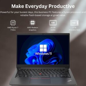 Lenovo ThinkPad E14 Gen 5 Business Laptop, 14″ FHD+ Display, AMD Ryzen 7 7730U (Beat i7-1255U), 24GB RAM, 2TB SSD, FP Reader, Backlit Keyboard, HDMI, RJ45, Wi-Fi 6, Windows 11 Pro, Black