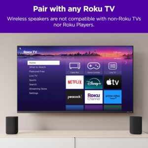 Roku Wireless Speakers (for Roku Streambars or Roku TV),Black 2 Count (Pack of 1)