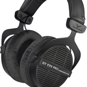 beyerdynamic Dt 990 Pro Over-Ear Studio Monitor Headphones – Open-Back Stereo Construction, Wired (80 Ohm, Black (Limited Edition))