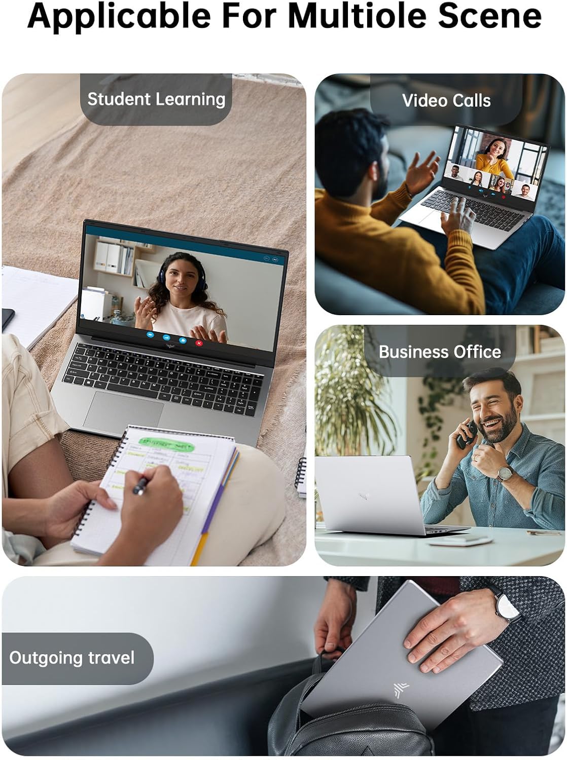 2024 Laptop,17.3-Inch FHD Display Gaming Laptop with Quad Core-12th Alder Lake N97(Up to 3.6GHz), 16GB RAM 512GB ROM Traditional Laptop Computer, 6000Mah Battery,Silver - Image 7