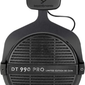 beyerdynamic Dt 990 Pro Over-Ear Studio Monitor Headphones – Open-Back Stereo Construction, Wired (80 Ohm, Black (Limited Edition))