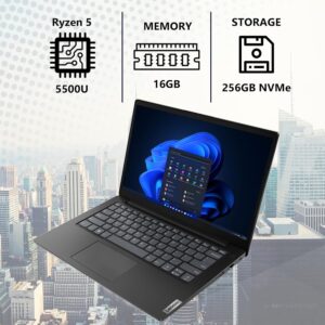 Lenovo V14 Gen 4 14″ FHD Business Laptop AMD Ryzen 5 5500U (Beats Intel i5-1235U), 16GB RAM, 256GB NVMe, Wi-Fi, BT, HDMI, RJ-45, HD Webcam, Win 11 Pro, Black
