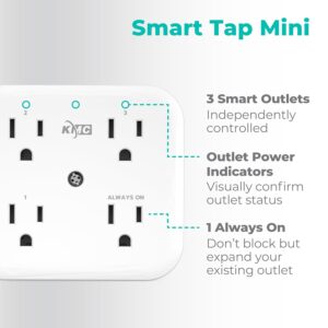 KMC Smart Tap Mini 2-Pack, 4-Outlet Wall Mounted Plug Adapter, 3 Independently Controlled Wi-Fi Outlets, Compatible with Alexa & Google Assistant, No Hub Required