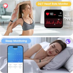 EURANS Smart Watch 41mm, Full Touchscreen Smartwatch, Fitness Tracker with Heart Rate Monitor & SpO2, 50 Meters Waterproof Pedometer Watch for Women Men Compatible with iOS & Android Phones