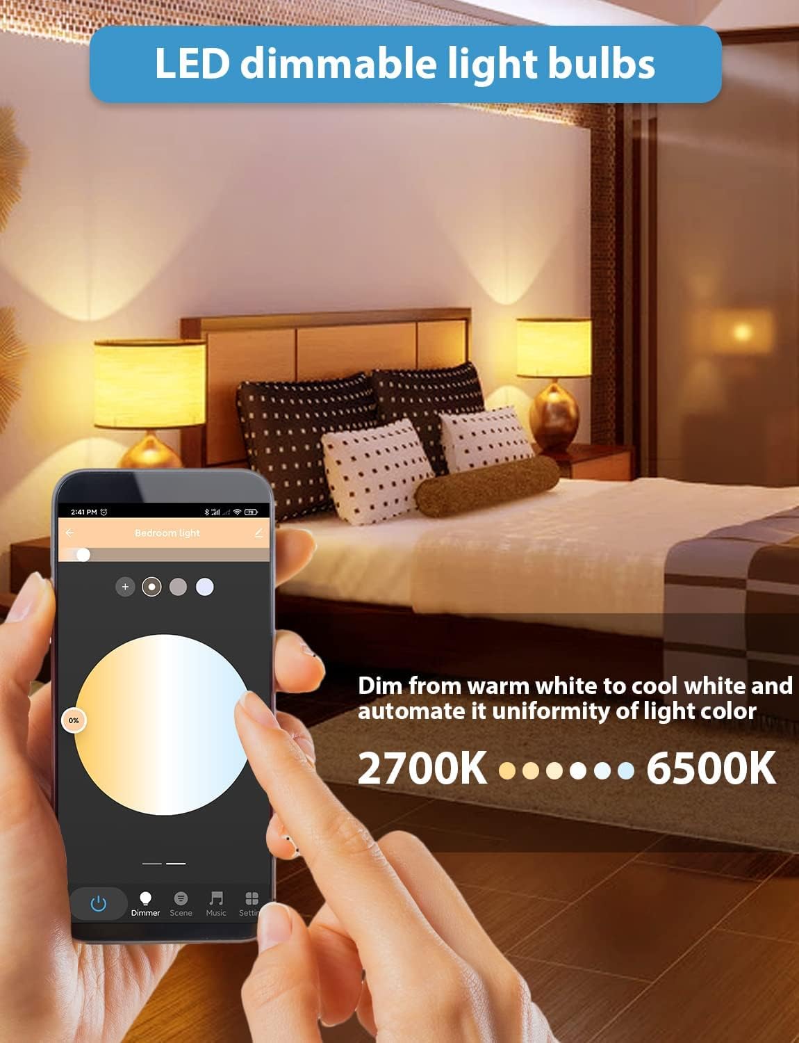 WiFi Smart Light Bulbs 150W Equivalent, 16W Dimmable 1600LM BR30 Flood Smart Bulb Works with Alexa Google Home No Hub, E26 Color Changing LED Alexa Light Bulb, 2700K-6500K RGBCW CRI>90, 4 Pack - Image 7