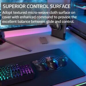 KTRIO Large Gaming Mouse Pad with Superior Micro-Weave Cloth, Extended Desk Mousepad with Stitched Edges, Non-Slip Base, Water Resist Keyboard Pad for Gamer, Office & Home, 31.5 x 11.8 in, Black