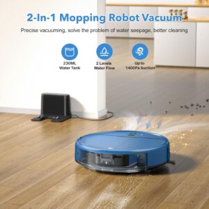 Robot Vacuum and Mop Combo, 2 in 1 Mopping Robot Vacuum Cleaner Compatible with WiFi/App, Robotic Vacuum Up to 2300Pa Suction, Self-Charging, Slim, Ideal for Hard Floor, Pet Hair, Low Pile Carpet