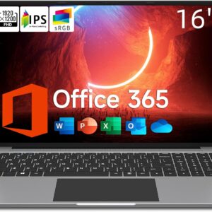 jumper Laptop, 16 Inch FHD IPS 1200p Screen, 5305U Processor, Office 365 1-Year Subscription, 4GB RAM 128GB Storage, Windows 11 Computer with Stereo Speakers, HDMI, 1TB SSD Slot Expansion.