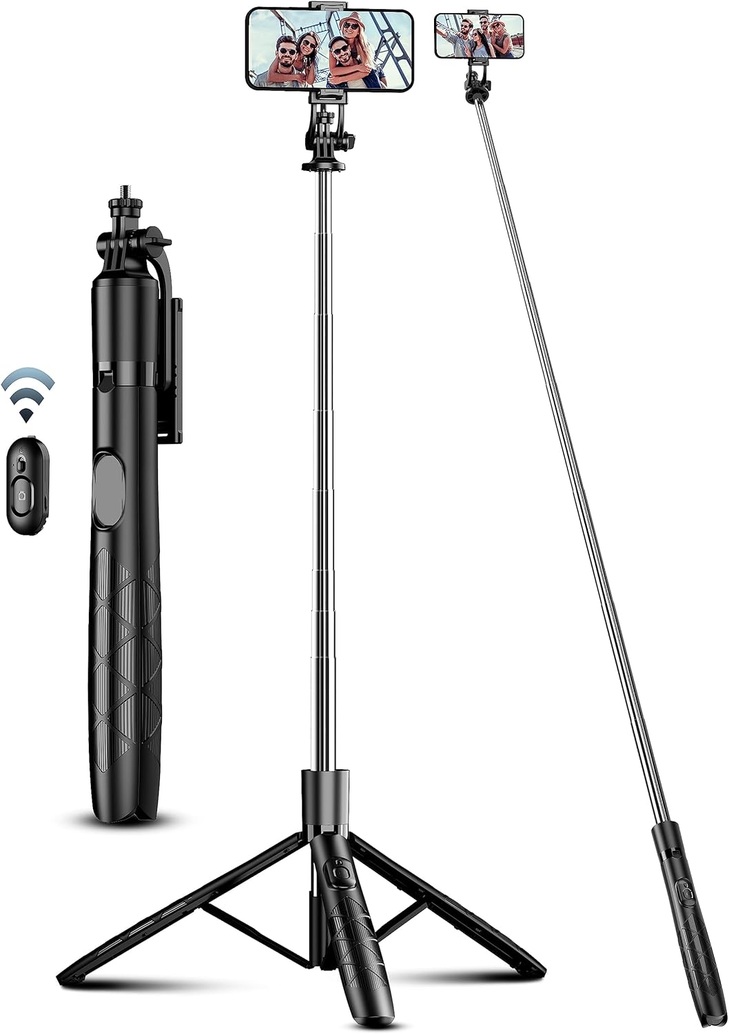 71″ Phone Tripod & Selfie Stick, All in One Extendable Cell Phone Tripod with Wireless Remote, Tripod Stand for iPhone & Travel Tripod 360° Rotation Compatible with iPhone Android Phone, Camera