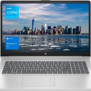 HP Essential 17.3″ FHD Business Laptop, Intel Core i3-1215U, 32GB RAM, 2TB PCIe SSD, Numeric Keypad, Webcam, Wi-Fi, HDMI, Windows 11 Pro, Silver