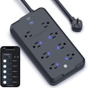 Geeni Surge Ultra Smart Surge Protector – 8 Outlets, 1200 Joules, Remote Control, Surge Protection, Voice Control with Alexa & Google Assistant