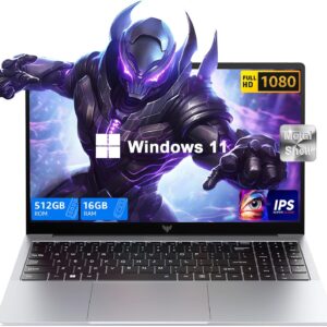 Laptop, 2025 Gaming Laptop Computer with Intel Quad-Core Processor(Up to 3.6GHz), 16GB DDR4 512GB SSD, Windows 11 Laptop, 15.6″ IPS 1080P, Metal Shell, USB3.2, Long Battery Life