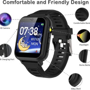 Phyulls Smart Watch for Kids, Smart Watch Toys with 24 Games Camera Video Recorder Music Alarm Calculator Calendar Flashlight Stopwatch Pedometer Gift Toys for 3-12 Years Old Boys and Girls (Black)