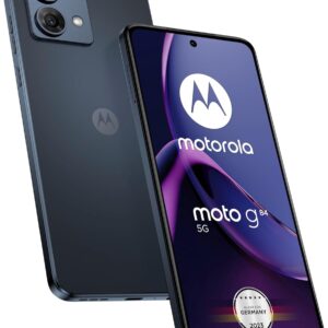 Motorola Moto G84 5G (GSM Unlocked, International Version) 256GB + 12GB RAM Dual SIM Android 13 Smartphone (Midnight Blue)