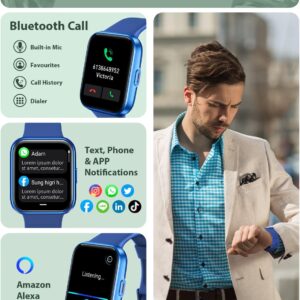 Smart Watch for Men Women(Call Receive/Dial), Alexa Built-in, 1.8″ Touch Screen Fitness Tracker with Heart Rate Sleep Tracking, 100 Sports Modes, 5ATM Waterproof Smartwatch for Android iPhone