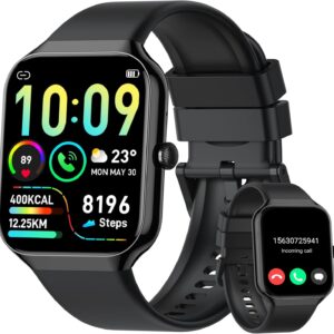 Smart Watch for Men Women Answer/Make Calls, 1.96″ HD Fitness Watch with Heart Rate Monitor Sleep Monitor, 113+ Sports Activity Trackers with Step Counter, IP68 Waterproof, Smartwatch for Android/iOS