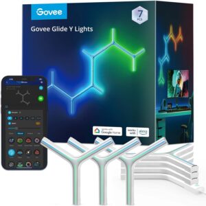 Govee Glide Y Lights, RGBIC LED Gaming Lights for Wall, Smart Wi-Fi Game Lights with Music Sync, DIY and Timer Feature, Gaming Room Lights, LED Lights for Gaming Setup, Wall Lights 7 Pack