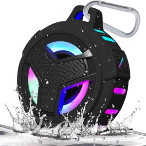 EBODA Bluetooth Shower Speaker, Portable Bluetooth Speakers, IP67 Waterproof Wireless Speaker with LED Light, Floating, 2000mAh, True Wireless Stereo for Kayak, Beach, Gifts for unisex -Black