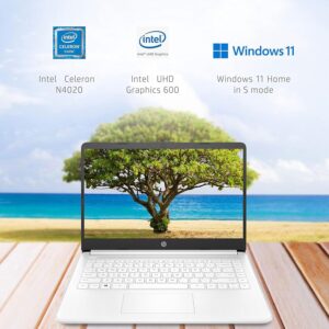HP Portable 14″ HD Laptop, Intel Quad-Core N4120, 16GB RAM, 64GB eMMC, 1 Year Office 365, Webcam, SD Card Reader, HDMI, Wi-Fi, Win 11 S, Thunderobot ML101 Wireless Mouse White Bundle