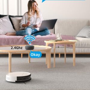 K5 Robot Vacuum Cleaner, 120 Min Runtime, Robotic Vacuum Cleaner with WiFi/App/Alexa, Schedule Time, Self-Charging, Mini Design, Quiet, Ideal for Hard Floors, Pet Hair, Carpets