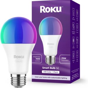 Roku Smart Light Bulbs (Color, 1-Pack) – Dimmable A19 Color Lightbulbs with Adjustable Brightness & Temperature – WiFi Smart Bulbs Works Voice, Alexa & Google Assistant – Smart Home Products