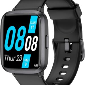 EURANS Smart Watch 41mm, Full Touchscreen Smartwatch, Fitness Tracker with Heart Rate Monitor & SpO2, 50 Meters Waterproof Pedometer Watch for Women Men Compatible with iOS & Android Phones