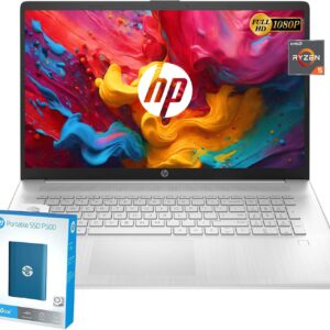 HP 2024 New 17 inch Laptop, AMD Ryzen 5 5500U 6-Cores Processor(Beat i7-1250U), 17″ FHD (1080p) IPS Display, 32GB RAM, 1TB SSD, Fingerprint Reader, Windows 11 Pro, w/WOWPC Recovery USB