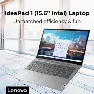 Lenovo IdeaPad 1 Student Laptop, 15.6″ FHD Display, Intel Dual Core Processor, 12GB RAM, 512GB SSD + 128GB eMMC, 1 Year Office 365, Wi-Fi 6, Webcam, Bluetooth, SD Card Reader, Windows 11 Home, Grey