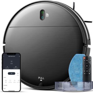 Robot Vacuum and Mop Combo, 2 in 1 Mopping Robot Vacuum Cleaner with Schedule, Wi-Fi/Voice/App, Strong Suction, Ease of Use, Self-Charging Robotic Vacuum, Slim, Ideal for Hard Floor, Pet Hair, Carpet