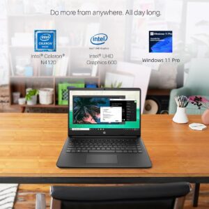 HP 14 Inch Laptop for Student Business, with Office Pro 2024 Lifetime License & Windows 11 Pro, Intel Dual-Core N4120, 16 GB RAM, 384 GB Storage(128GB eMMC+256GB MSD), Ultralight, WiFi, Designed Mouse