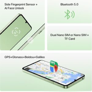 UMIDIGI G9T Cell Phone, Android 14 Smartphone Unlocked, 6.75″ HD+ 90Hz Display, 5000mAh Battery, 18W Fast Charging, 8(4+4)+128GB/1TB TF, 13MP Camera, AI Face & Fingerprint Unlock, 4G Dual SIM, GPS