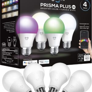 Geeni Smart Light Bulbs – Color Changing & Tunable White, Dimmable, Works with Alexa & Google Home, 2.4 GHz WiFi, A19, 800 lm, 4 Pack