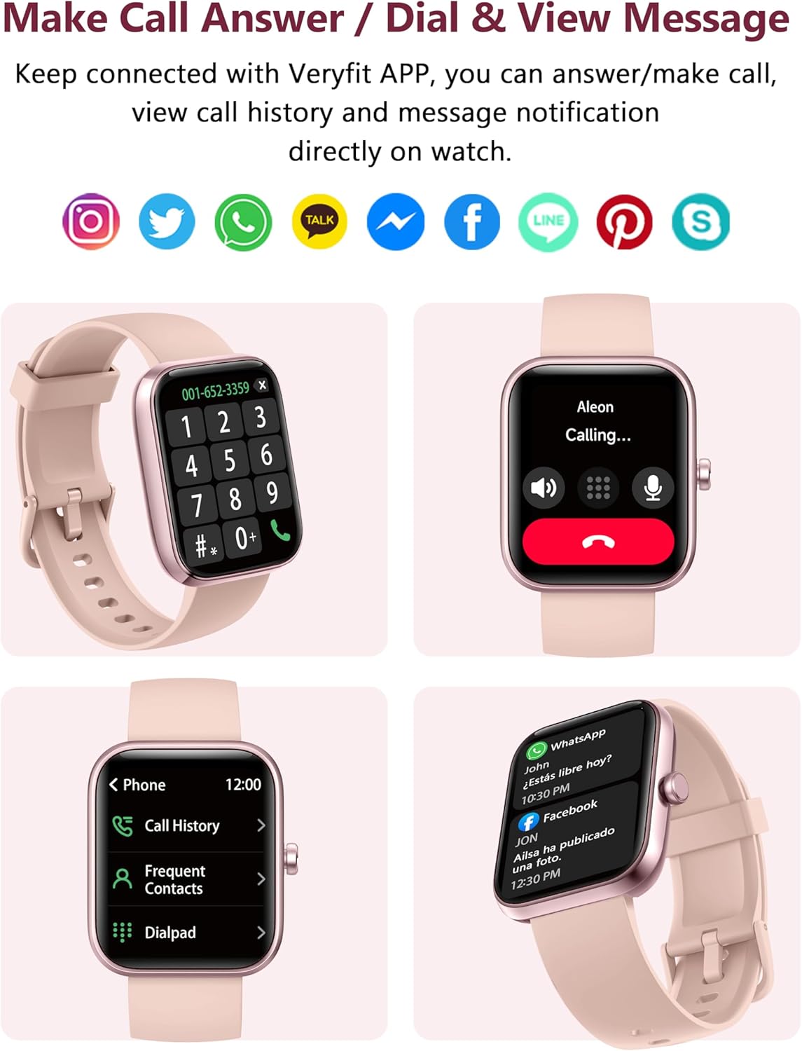 KALINCO Smart Watch, 1.83'' Smartwatch Women Men Answer Make Calls, Alexa Fitness Watch, IP68 Waterproof Fitness Tracker, Heart Rate/Sleep Monitor, 100+ Sports Pedometer Watch for Android & iOS Phone - Image 4