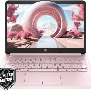 HP 14″ HD Laptop | Back to School Limited Edition with 1 Year Microsoft 365 | Intel Quad-Core Processor | Long Battery Life | w/WOWPC Bundle | Windows 11 (Pink, 8GB RAM | 576GB Storage)