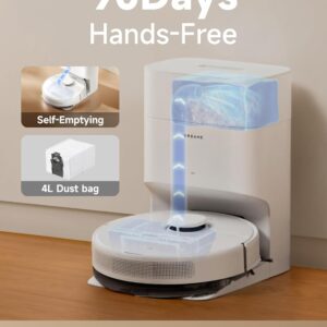 dreame D10 Plus Gen 2 Robot Vacuum and Mop with Self-Emptying Base for 90 Days of Cleaning, 6000 Pa Suction and LiDAR Navigation, Obstacle Avoidance, Wi-Fi Connected