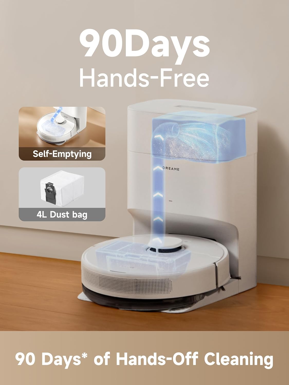 dreame D10 Plus Gen 2 Robot Vacuum and Mop with Self-Emptying Base for 90 Days of Cleaning, 6000 Pa Suction and LiDAR Navigation, Obstacle Avoidance, Wi-Fi Connected - Image 2