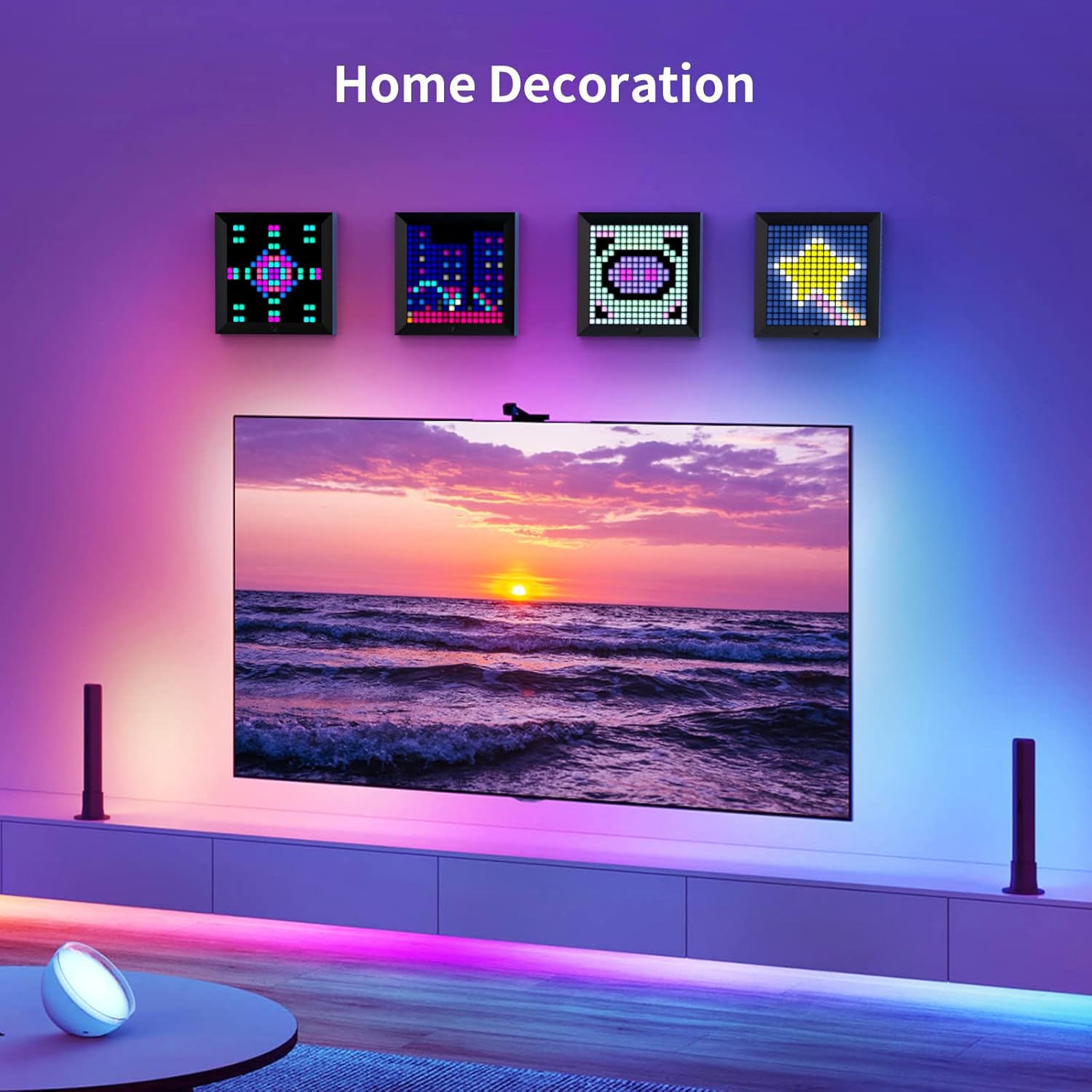 Divoom LED Light Display Panel Suit for RGB Light Bars,with Smart App Control Cool Animation Desk Setup for PC, TV, Gaming Room Decor - Image 3