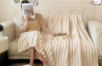 Cozy Bunny Blanket, Faux Fur Soft Throw, Warm Fleece for Sofa and Bed, Pink Bunny Throw for Girls, Plush Fuzzy Fur Blanket for Winter (Orange, 48×79in (Single Bed, Sofa))