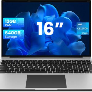 jumper 16 Inch Laptop Computer, 12GB RAM 640GB Storage, 5305U Processor, 1200p IPS FHD Display, WiFi-5, USB-A&C, HDMI, 38Wh Battery, Cooling System.