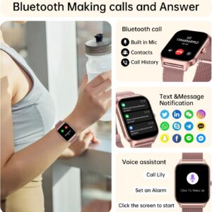 Smart Watch for Women Fitness Tracker: Rose Gold Make/Answer Call Smart Watches for Women Waterproof Digital Mens Watches Running Smartwatch Android Phone iPhone Samsung Compatible Heart Rate Monitor