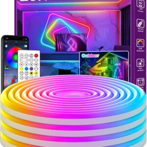20Ft Neon Rope Lights,Flexible Led Rope Lights Control with App/Remote,Multiple Modes Rope Lights,IP65 Outdoor RGB Led Neon Lights Waterproof,Music Sync Gaming Led Neon Light Strip for Bedroom Decor