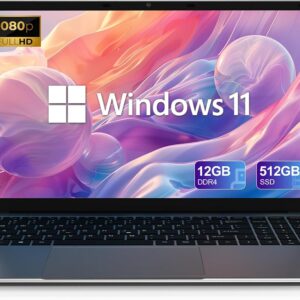 ApoloSign 15.6″ Full HD Laptop, 12GB RAM, 512GB SSD, Expandable to 1TB, Intel N5095 Processor, Dual-Band WiFi, 178° Viewing Angle, Dual Speakers-Gray