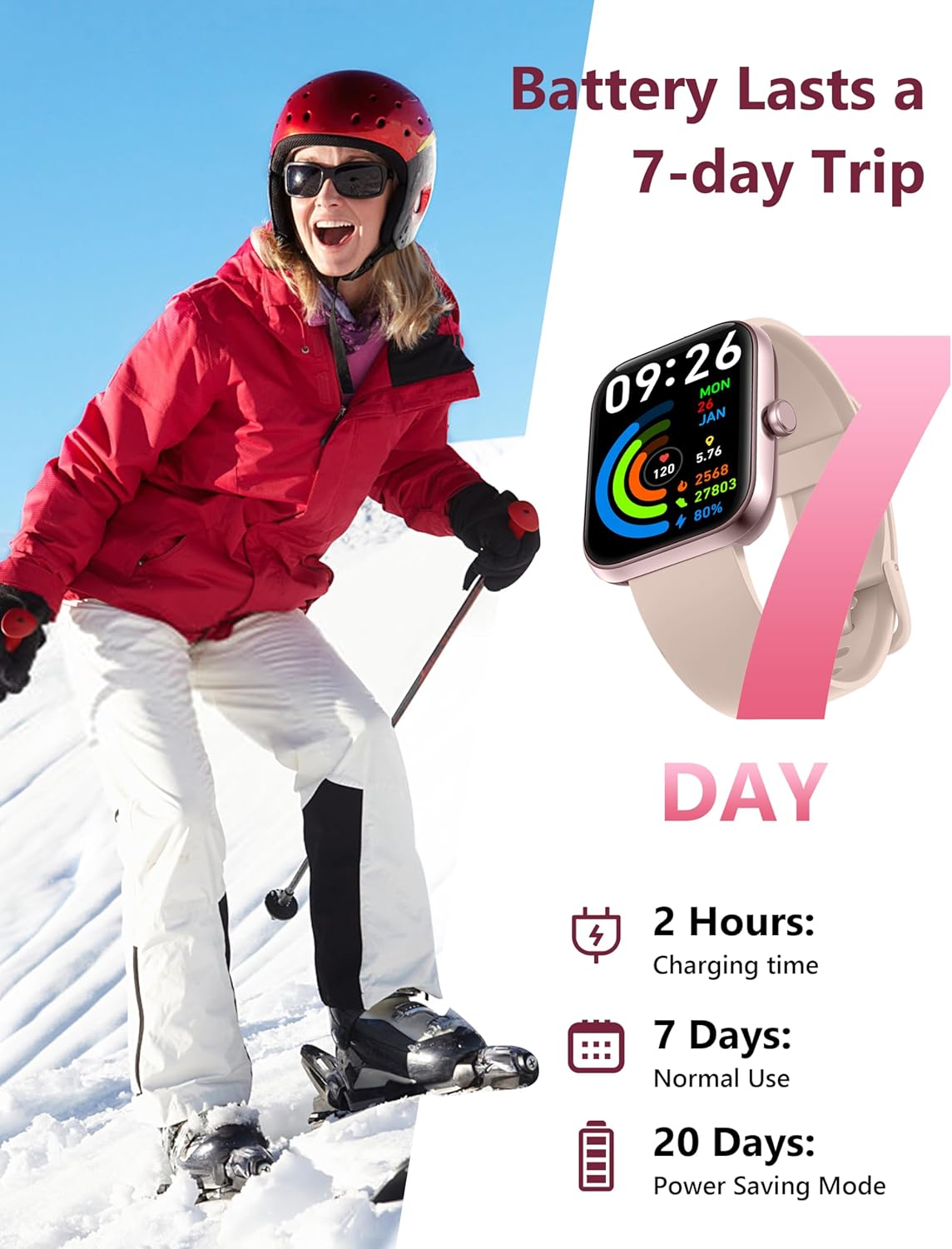 KALINCO Smart Watch, 1.83'' Smartwatch Women Men Answer Make Calls, Alexa Fitness Watch, IP68 Waterproof Fitness Tracker, Heart Rate/Sleep Monitor, 100+ Sports Pedometer Watch for Android & iOS Phone - Image 7